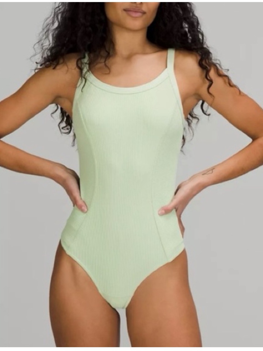 Lululemon Ribbed Yoga Bodysuit Light Mint Green Size 12